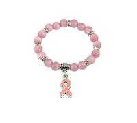 Générique Bracelet Octobre Rose, Lutte Contre Le Cancer Du Sein Bijou Femme Ruban Rose Bracelet Cancer du Sein Octobre Ruban Breloque pour femmes filles