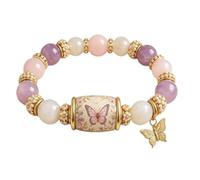 Générique Bracelet Perlé Édition Limitée Oiseau Bleu Porteur de Bonheur avec Boîte Cadeau, Bracelet à Breloque Inspirant Oiseau, Bracelet Perlé Porteur de Bonheur Printanier (Pink)