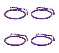 Générique Bracelet Poignet Bracelet Anneaux Adjustable Woven Rope Knot Bracelets For Mens Womens Message Plusieurs Couple Anneaux (Purple*4, One Size*4)