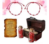 Générique Bracelet Pour Lui Et Pour Elle, Chaîne Rouge Du Destin, Bracelet À Breloques En Corde, Coffret Cadeau Pour Couple Avec Parchemin De Légende Dans Un Coffre Au Trésor, Pour Mariage