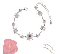Générique Bracelet Princesse Tournesol en Pierres Précieuses, Bracelet Réglable de Luxe avec Zircone Violette, Anniversaire ou Saint-Valentin (Silver)