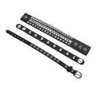 Générique Bracelet Punk Clouté en Simili Cuir Multicouche Large, Style Rock Unisexe, Lot de 4 Set de Bracelets Tressés à Rivets pour Festivals et Tenues Urbaines
