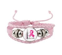Générique Bracelet Ruban Rose, Bracelet Lutte Contre Cancer Bijou Femme Ruban Rose Accessoire Octobre 2025 Decoration Campagne de Prévention pour Femme