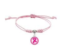 Générique Bracelet Ruban Rose, pour la Lutte Contre le Cancer du Sein Bijoux de Cancer du Sein Bracelet Ruban Rose RéGlable Accessoires Octobre Breloque pour Femme