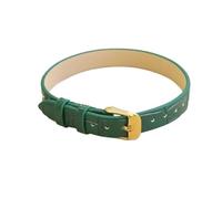 Générique Bracelet simple en cuir grainé de bambou avec boucle dorée claire, cordon bijoux, lettre classique, minimaliste, accessoires sangle 8 mm 10(Green,10mm)
