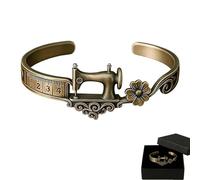 Générique Bracelet sur le thème de la machine à coudre, bracelet de machine à coudre vintage avec ruban à mesurer et fleur, cadeau de bijoux de couturière réglable pour quilters, tailleurs (1PCS)