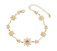 Générique Bracelet Tournesol Princesse en Pierres Précieuses, Bracelet Tournesol Réglable en Or, Élégant Bijou Floral en Zircone Violette (Champagne-A)
