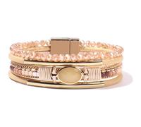 Générique Bracelet Tressé En Cuir Pour Femme, Bracelet Tressé Fait Main En Pierre De Cristal Avec Fermoir Enroulé Jaune Tissé Unisexe Bijoux En Pierres Précieuses Bijoux De Couple