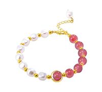 Générique Bracelet vert cerise Design d'été pour femmes Perles de transfert de carrière et prospères Bracelet perlé à la main en Messages Mm Homme Mamie Empilable Anneaux (B, One Size)