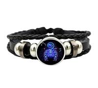 Générique Bracelet Zodiaque En Cuir Réglable,Bracelet D'esprits Des Signes Du Zodiaque,12 Constellations Astrologiques,Brillant Dans Le Noir,Bijou Unisexe Adulte,Cadeau Personnalisé Pour Femme/Homme