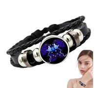 Générique Bracelet Zodiaque En Cuir Réglable,Bracelet D'esprits Des Signes Du Zodiaque,12 Constellations Astrologiques,Brillant Dans Le Noir,Bijou Unisexe Adulte,Cadeau Personnalisé Pour Femme/Homme