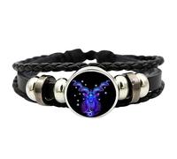 Générique Bracelet Zodiaque En Cuir Réglable,Bracelet D'esprits Des Signes Du Zodiaque,12 Constellations Astrologiques,Brillant Dans Le Noir,Bijou Unisexe Adulte,Cadeau Personnalisé Pour Femme/Homme