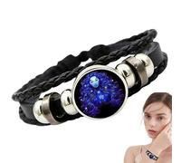 Générique Bracelet Zodiaque En Cuir Réglable,Bracelet D'esprits Des Signes Du Zodiaque,12 Constellations Astrologiques,Brillant Dans Le Noir,Bijou Unisexe Adulte,Cadeau Personnalisé Pour Femme/Homme