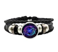 Générique Bracelet Zodiaque En Cuir Réglable,Bracelet D'esprits Des Signes Du Zodiaque,12 Constellations Astrologiques,Brillant Dans Le Noir,Bijou Unisexe Adulte,Cadeau Personnalisé Pour Femme/Homme