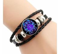 Générique Bracelet Zodiaque En Cuir Réglable,Bracelet D'esprits Des Signes Du Zodiaque,12 Constellations Astrologiques,Brillant Dans Le Noir,Bijou Unisexe Adulte,Cadeau Personnalisé Pour Femme/Homme