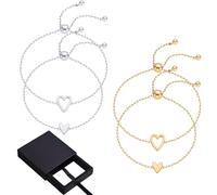 Générique Bracelets assortis à breloques en forme de cœur, bracelet plaqué or, pour couple d'attraction mutuelle pour maman/fille, d'amitié, bracelets d'amitié (Set 1)