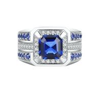 Générique Bracelets Bagues Anneaux Wedding Ring Light Six Zircon Couple Engagement And Proposal Ring Anneau Classeurs Bagues (Silver, 8)