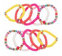 Générique Bracelets Bohèmes Colorés 10 Pièces en Argile Polymère 6mm Corde Élastique Extensible, Faciles à Porter, Plage Accessoires D'été Plusieurs styles