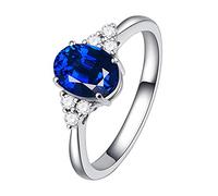 Générique Bracelets Cadeaux Anneaux Rubis Plaqué Or 18k Bagues Jaune Porte-clés Bagues (Blue, 7)