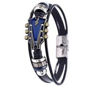 Générique Bracelets De Guitare Rétro En Similicuir, Alliage Guitare Rock Guitar Hommes Femmes Bracelet Musical En Peluche Pour Hommes, Enveloppant Multicouche Tressé À La Main Pour Guitare