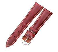 Générique Bracelets de montre en peau de vache 18mm 20mm 22mm 24mm bleu jaune vert femmes hommes en cuir véritable Vintage bracelet de montre bracelet ceinture(Brown Red,22mm)