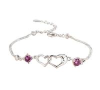 Générique Bracelets En Argent Pour Femmes, Bracelet Femme Réglable en Forme de Cœur, Accessoire Fille Pour Noël Demoiselle d'Honneur Fête des Mères Petite Amie Saint-Valentin