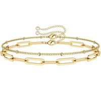 générique Bracelets en Or délicats pour Femmes, Bracelet en Couches réglable en Fil d'or chaîne Ovale Mignonne Barre de Perles Bracelets en Or Tortue pour Bijoux pour femmesLivres de Mode