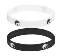 Générique Bracelets en Silicone Design Unique et Chic Résistants aux Taches Yin Yang Lot de 2 pour Hommes et Femmes pour Fêtes et Présents de Couple