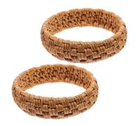 Générique Bracelets Jonc en Rotin Tissé la Main Lot de 2 Bijoux Bohèmes pour Femme Accessoire Été et Vacances