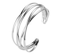 Générique Bracelets Largeur Anneaux Bijoux à la main Fashion Bracelet en métal à ouverture Bracelet de bijoux populaires Bracelet Homme Argent Argenté Bijoux (B, One Size)