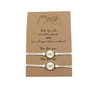 Générique Bracelets Messages Pierres Acier Anneaux soleil fleur Bracelet pour femmes hommes été amitié plage Bracelet Plaqué Choix Perlé Bijoux (White, One Size)