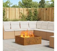 Générique Brasero carré 80x80x30 cm en Acier Weathering,Maison & Jardin,Cheminées,Marron,14.65 KG,858929