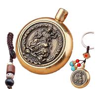 Générique Brass Key Ring Luck Charm, Lucky Rope Key Chain Chain Pendant - Chain de clés de Feng Shui chinois vintage en laiton - Longe faite à la main