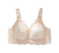 Générique BrassièRe Femme Soutien-Gorge Confortable à Quatre Boutons en Jacquard à Bretelles Larges sans côtes pour Femmes(Beige,G)