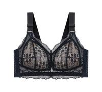 Générique BrassièRe Femme Soutien-Gorge Confortable à Quatre Boutons en Jacquard à Bretelles Larges sans côtes pour Femmes(Black,D)