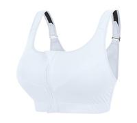Générique Brassiere Sport Femme Maintien Fort Brassière Sport Zippée Devant Push Up Soutien-Gorge de Sport Dos Nageur avec Coussinets Soutien Élevé Brassiere pour Fitness Jogging Yoga Blanc, M