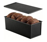 Générique Bread Pan With Lid - Non-Stick Carbon Steel Loaf Pan | Toast Bread Baking Pàn | 32x12x11cm, Heat-Resistant, Corrugated Structure, For Home Kitchen Dining Room Restaurant Bakery