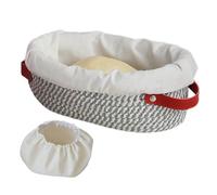 Générique Bread Proofing Basket, Oval and Round Bowl, Double-Handle Rising Box, Cotton Rope with Cloth Liner and Cover, Baking Supplies for Bread, 9.1x3.7 & 10.2x5.5x3.7 In
