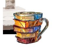 Générique Breakfast Cereal Cup, Book Design Mug, 5.12x3.94x3.94 Inches 3D Vintage Glass Drinkware, Ergonomic Handle Accessory for Kitchen, Coffee, Water, Readers, Librarians, Book Lovers