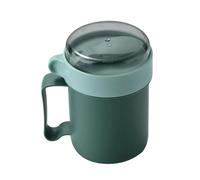 Générique Breakfast Cup, 500ml Wide Mouth Cereal Bowl, Foldable Spoon Soup Container with Lid, Leak-Resistant Design Easy Carry, Food Storage for School Outdoor Travel Home Picnic Camping Gym