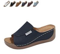 Générique Breathable Platform Slip On Walking Sandals for Women, Arch Support Open Toe Orthopedic Slippers with Thick Cushioned Sole All Day Walking Casual Sandal (Blue,38)
