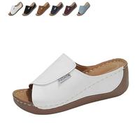 Générique Breathable Platform Slip On Walking Sandals for Women, Arch Support Open Toe Orthopedic Slippers with Thick Cushioned Sole All Day Walking Casual Sandal (White,40)