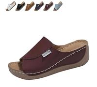 Générique Breathable Platform Slip On Walking Sandals for Women, Arch Support Open Toe Orthopedic Slippers with Thick Cushioned Sole All Day Walking Casual Sandal (Red,42)