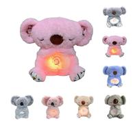 Générique Breathing Koala for Adult Luminous Plush Toy with Soothing Music and Soft Light on Belly-Anti-Stress Sleep Companion Ideal for Relieving Anxiety (Grey,Pink)