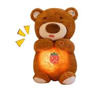Générique Breathing Stuffed Animal - 28cm Sleep Soother Bear | Soft Plush Material Heartbeat Simulation, Rhythmic Motion Sound & Light Machine for Newborns Girls Boys Birthday