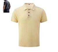Générique Breeze Polo Shirts for Men Short Stretchy Quick Dry Golf Casual Cool Tops Beer Belly Breeze Collared Textured (Beige,Grand)