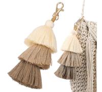 Générique Breloque à Pompon Porte-Clés Multicouche Style Boho en Coton, Décoration à Franges pour Paquet à Main, Accessoire pour Loisirs Créatifs et Présents