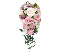 Générique Bridal Bouquet - 20 inch Artificial Silk Flowers | Boho Rustic Cascading Wedding Bouquet - Fake Floral Arrangement for Church Wedding Birthday Graduation Party Decor Use