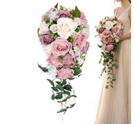 Générique Bridal Bouquets for Bride | Realistic Rustic Cascading Artificial | Bridesmaid Cascade Wedding Bouquet | for Ceremony Church Decoration Birthday Party Graduation