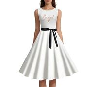 Générique Bride to Be Robe De Cérémonie Élégante Blanche À Imprimé Floral Idéale pour La Mariée Ou Une Invitée Mariage. Longue Robe sans Manches Col Rond.